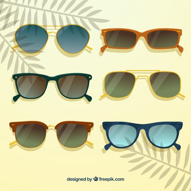 Vector gratuito colección de gafas de sol modernas en estilo plano