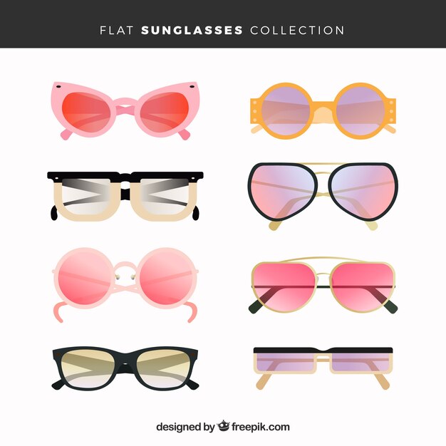 Colección de gafas de sol modernas en estilo plano