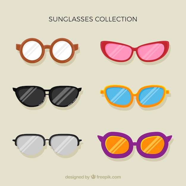 Vector gratuito colección de gafas de sol de temporada en estilo plano