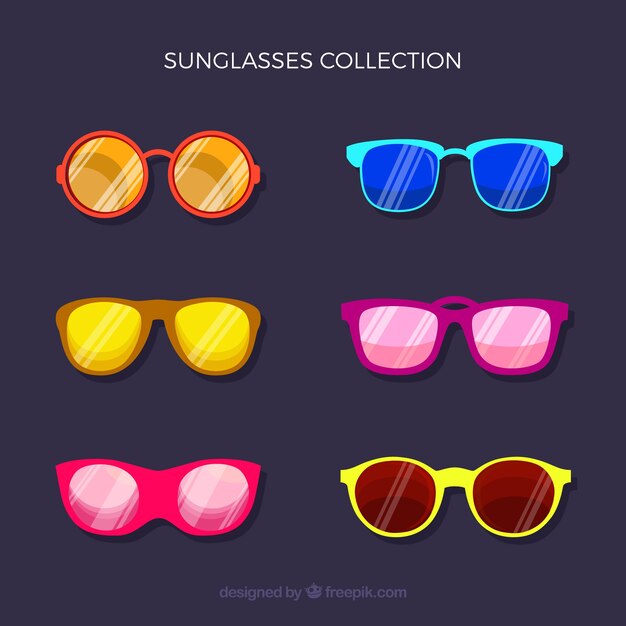 Colección de gafas de sol de temporada en estilo plano