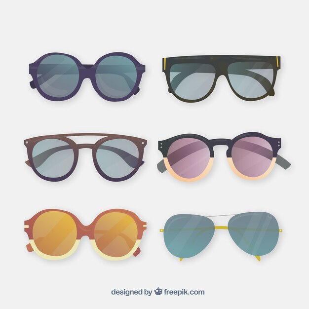 Colección de gafas de sol de temporada en estilo plano