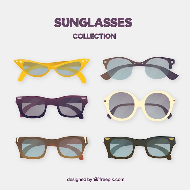 Colección de gafas de sol de temporada en estilo plano