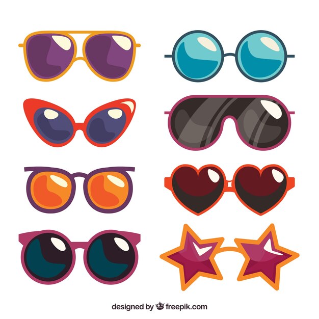 Colección de gafas de sol de temporada en estilo plano