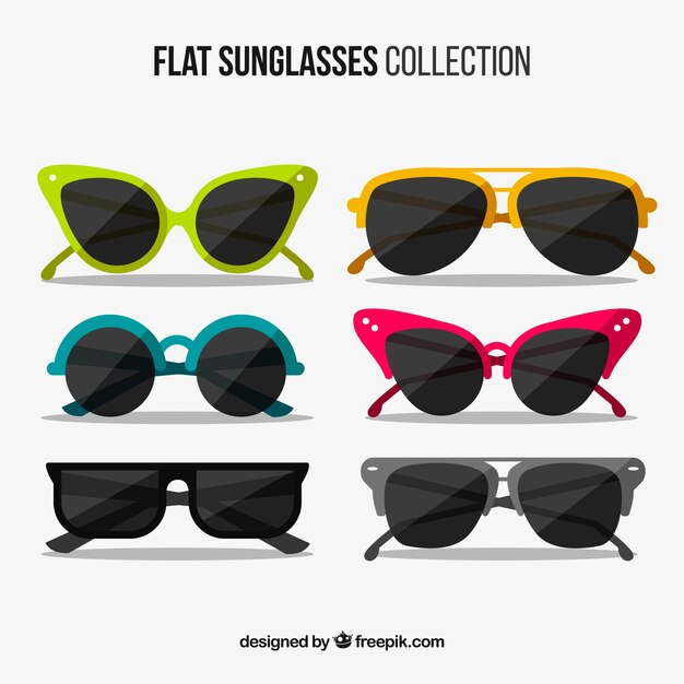 Colección de gafas de sol de temporada en estilo plano