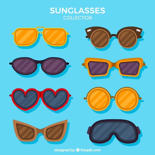 Colección de gafas de sol de temporada en estilo plano