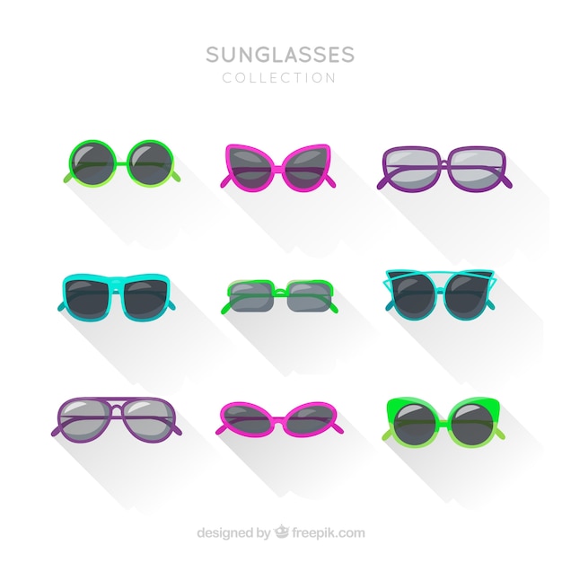 Colección de gafas de sol de temporada en estilo plano