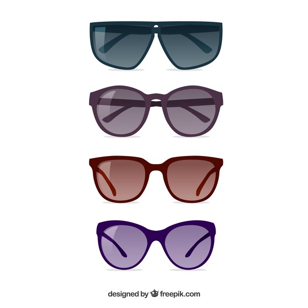 Colección de gafas de sol de temporada en estilo plano