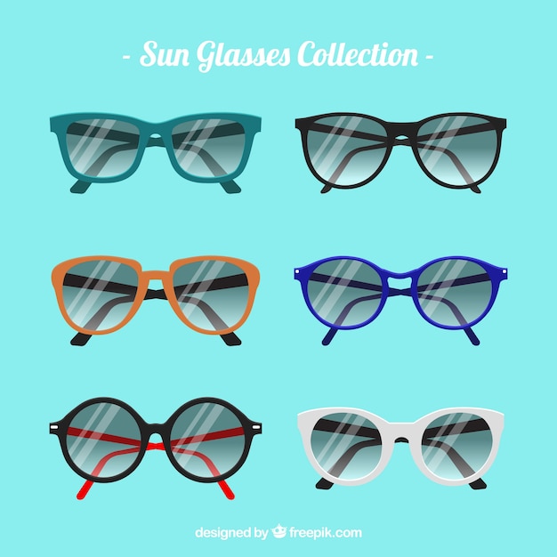 Colección de gafas de sol de temporada en estilo plano