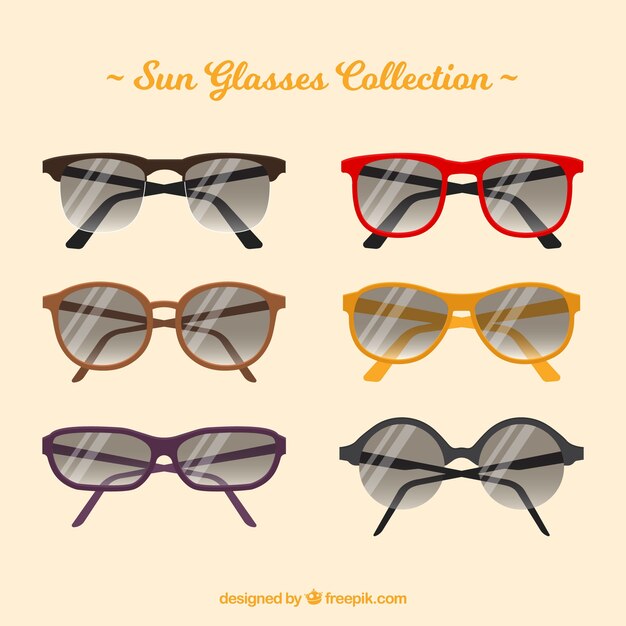 Colección de gafas de sol de temporada en estilo plano