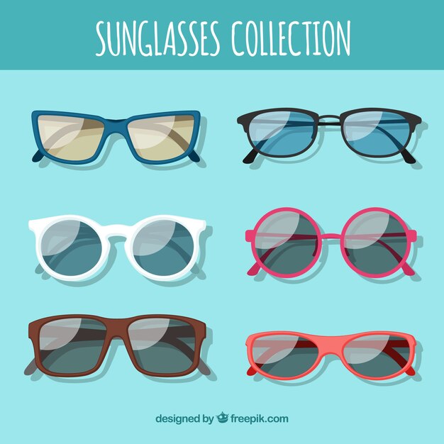 Colección de gafas de sol de temporada en estilo plano