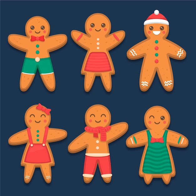 Colección de galletas Gingerbread Man en diseño plano