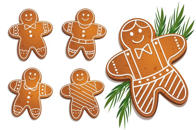 Colección de galletas Gingerbread Man en diseño plano