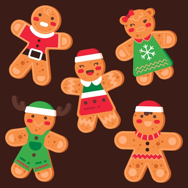 Colección de galletas Gingerbread Man en diseño plano