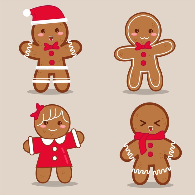 Colección de galletas Gingerbread Man en diseño plano