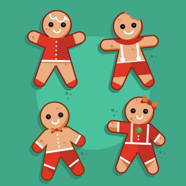 Colección de galletas Gingerbread Man en diseño plano