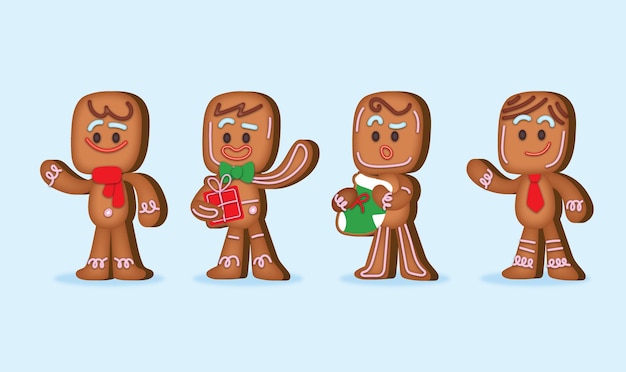 Vector gratuito colección de galletas gingerbread man en diseño plano