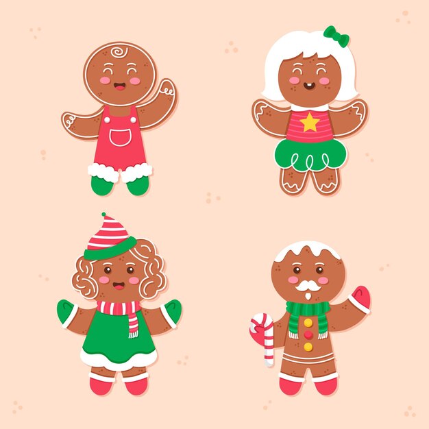 Colección de galletas Gingerbread Man en diseño plano