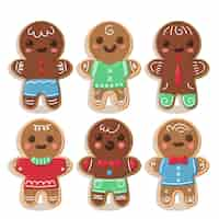 Vector gratuito colección de galletas gingerbread man en diseño plano