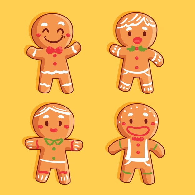 Colección de galletas de hombre de jengibre dibujado a mano