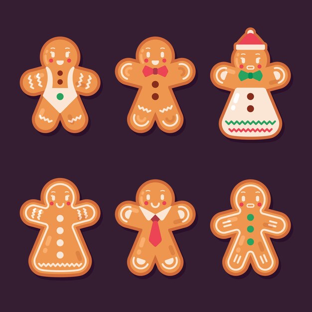 Colección de galletas de hombre de jengibre de diseño plano
