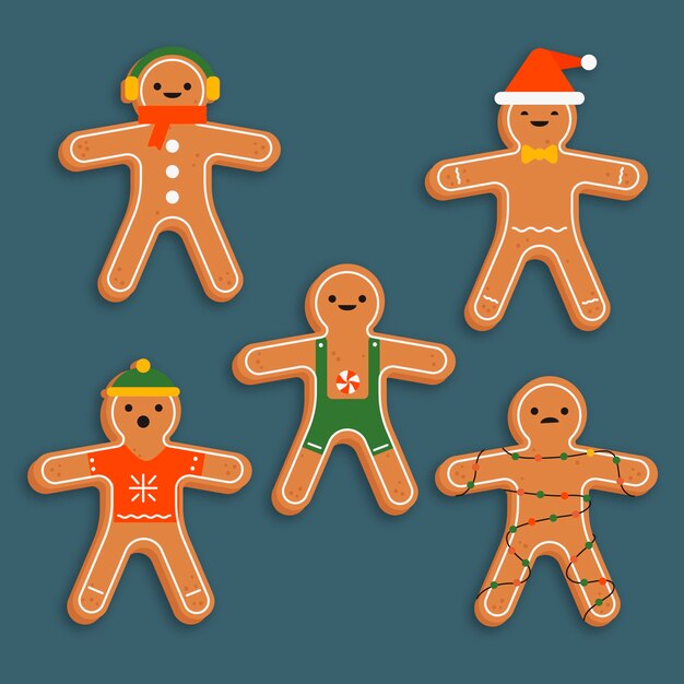 Colección de galletas de hombre de jengibre de diseño plano