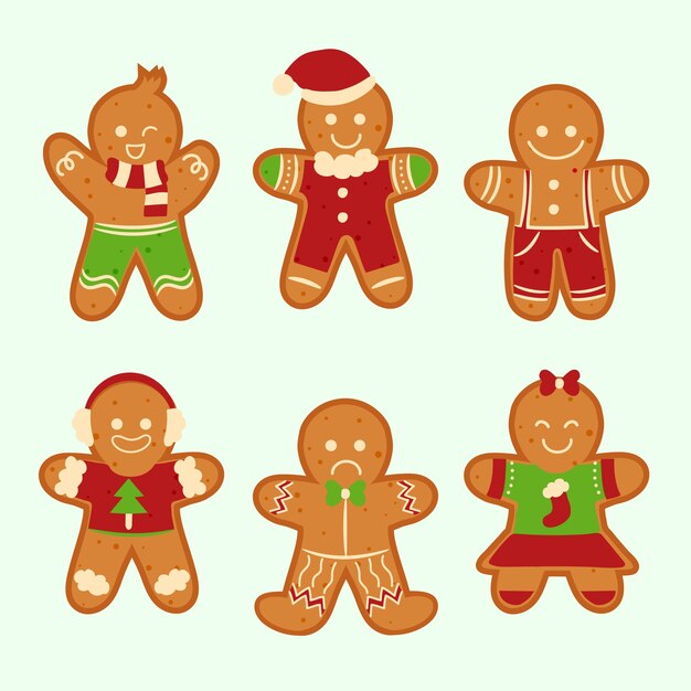 Colección de galletas de hombre de jengibre de diseño plano