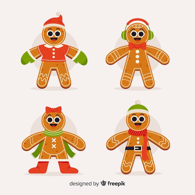 Colección de galletas de hombre de jengibre de diseño plano