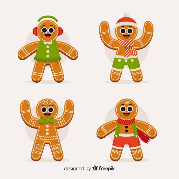 Colección de galletas de hombre de jengibre de diseño plano