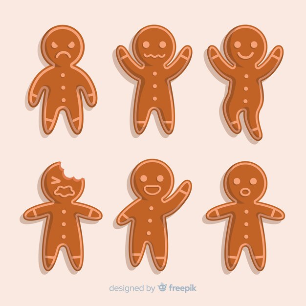 Colección de galletas de hombre de jengibre de diseño plano