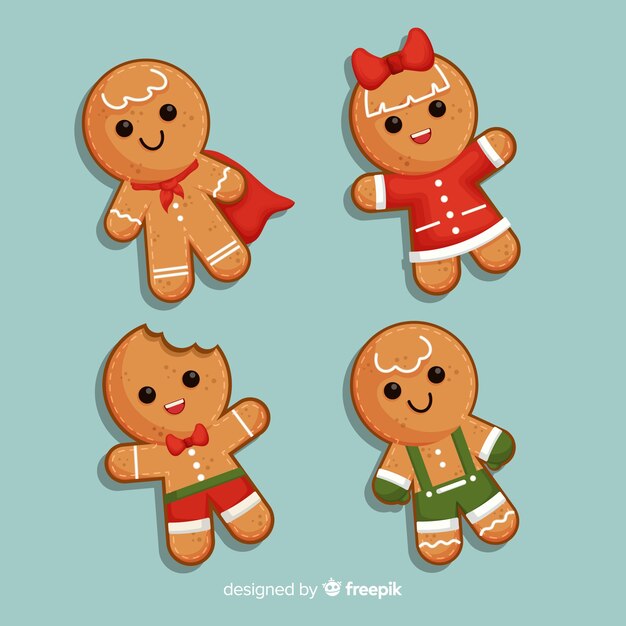 Colección de galletas de hombre de jengibre de diseño plano