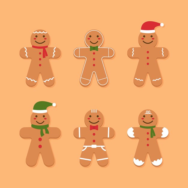 Colección de galletas de hombre de jengibre de diseño plano