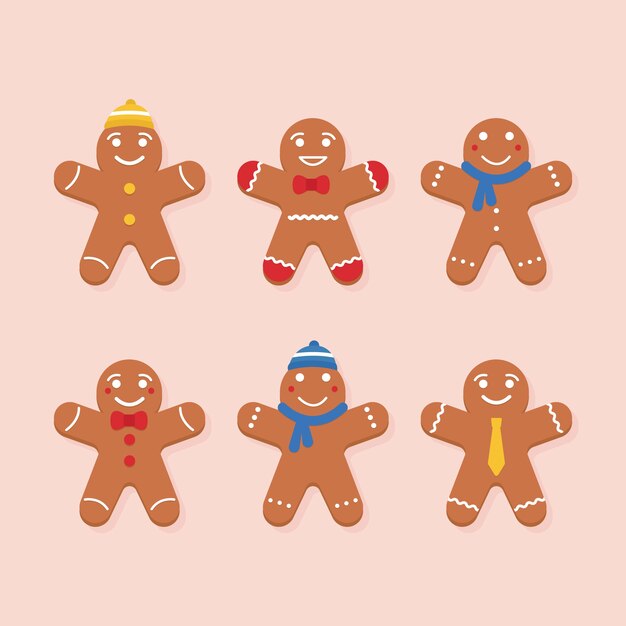 Colección de galletas de hombre de jengibre de diseño plano