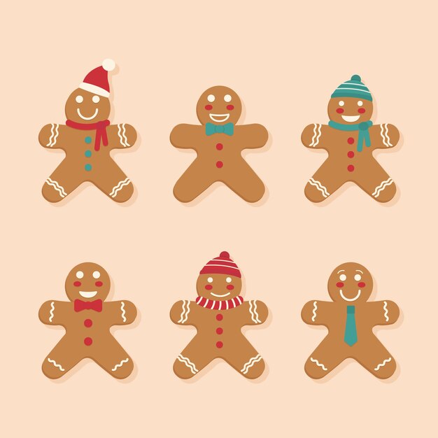 Colección de galletas de hombre de jengibre de diseño plano