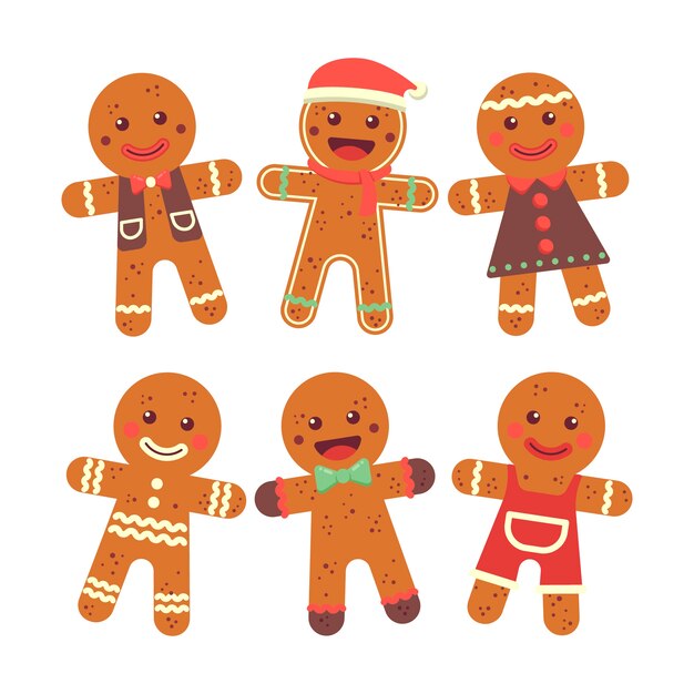 Colección de galletas de hombre de jengibre de diseño plano