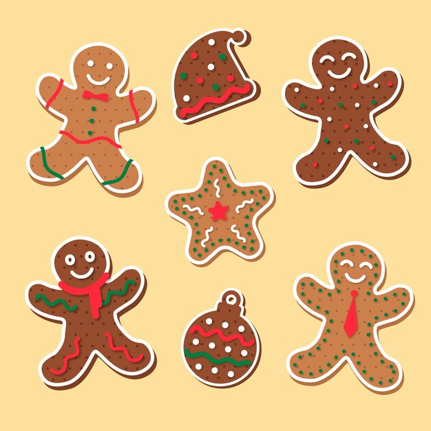 Colección de galletas de hombre de jengibre de diseño plano