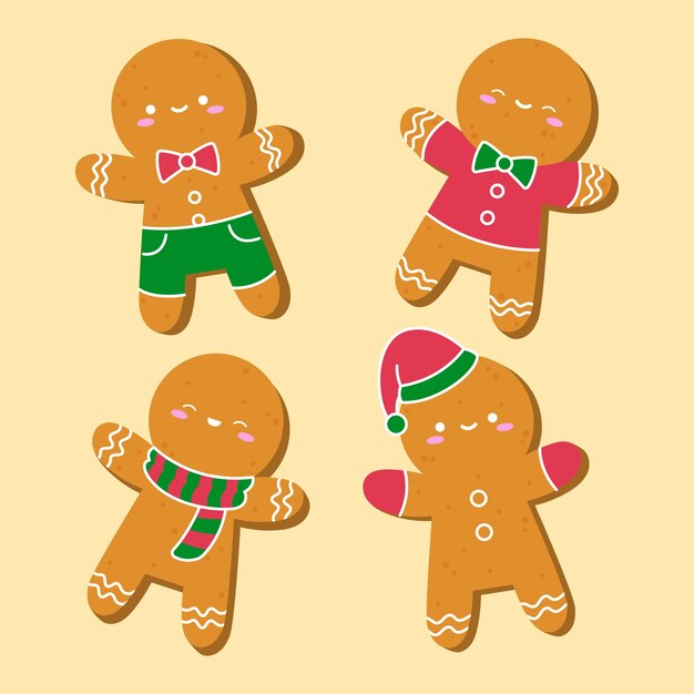 Colección de galletas de hombre de jengibre de diseño plano