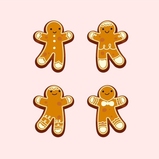 Colección de galletas de hombre de jengibre de diseño plano