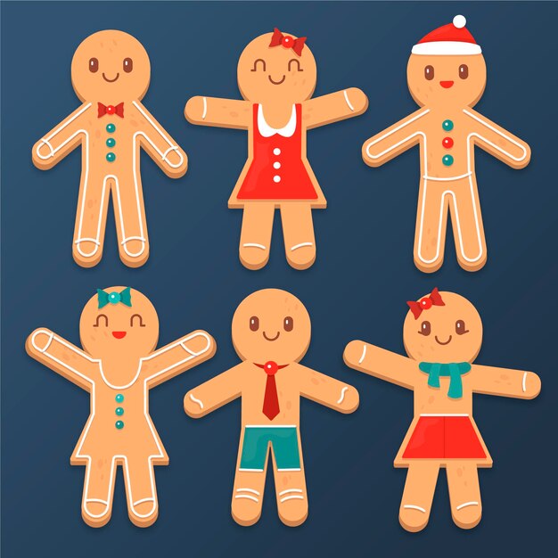 Colección de galletas de hombre de jengibre de diseño plano
