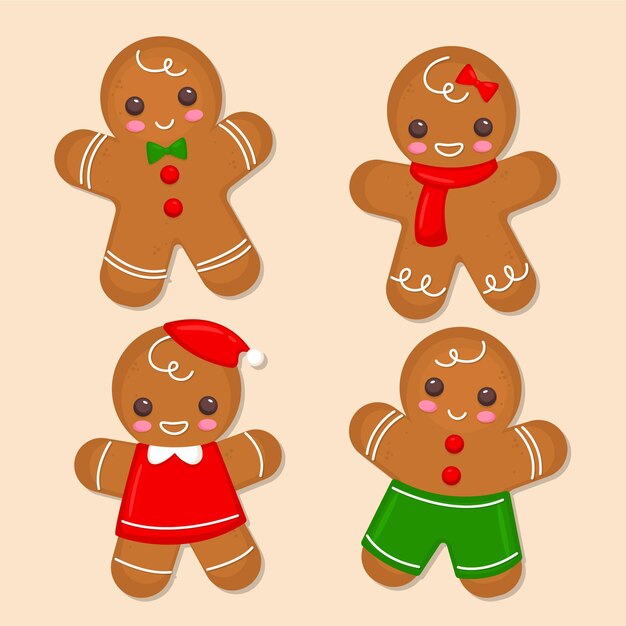 Colección de galletas de hombre de jengibre de diseño plano