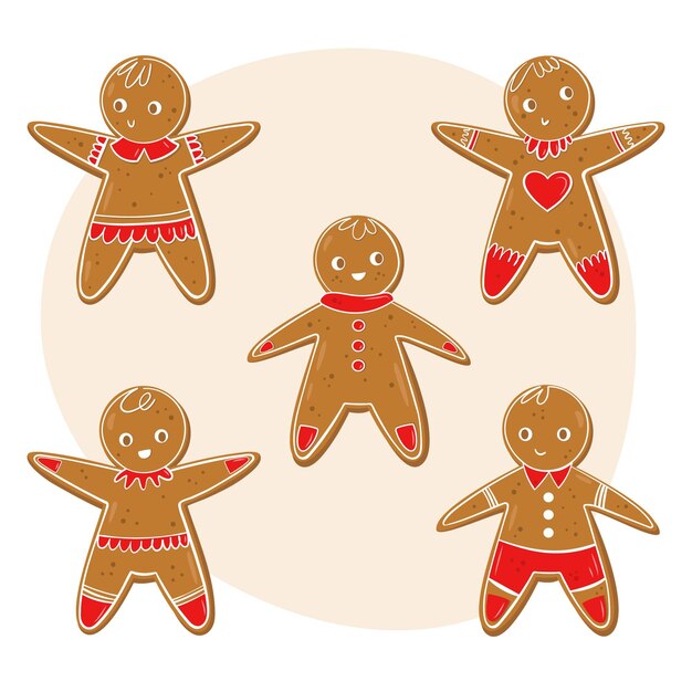 Colección de galletas de hombre de jengibre de diseño plano