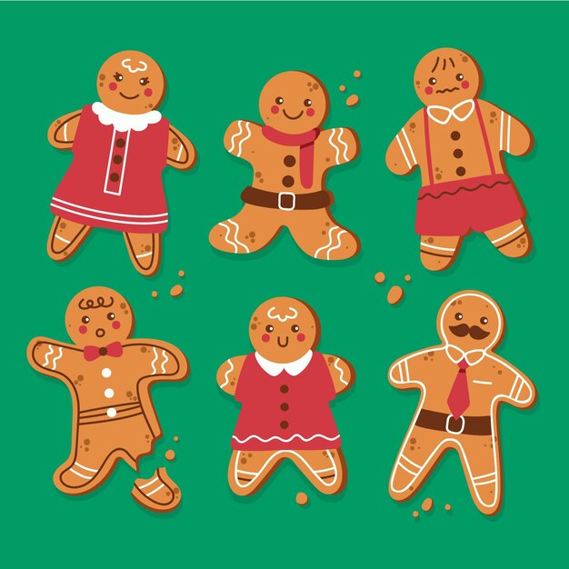 Colección de galletas de hombre de jengibre de diseño plano