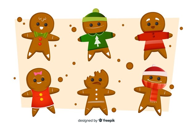 Colección de galletas de hombre de jengibre para navidad