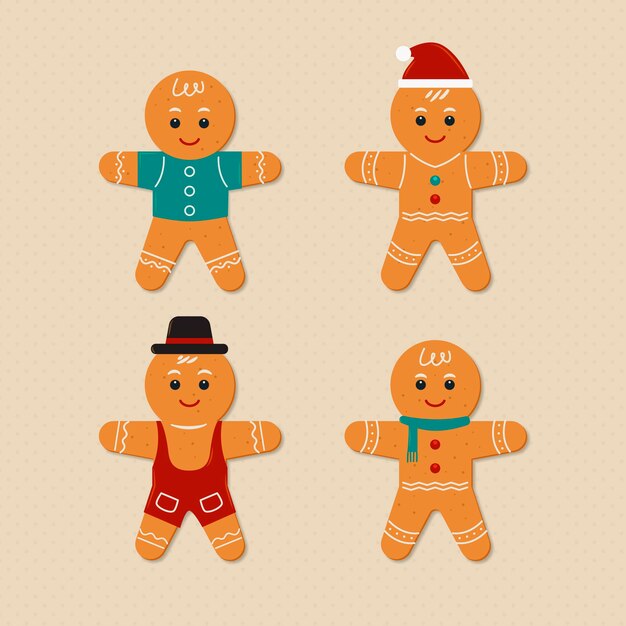 Colección de galletas de hombre de jengibre planas