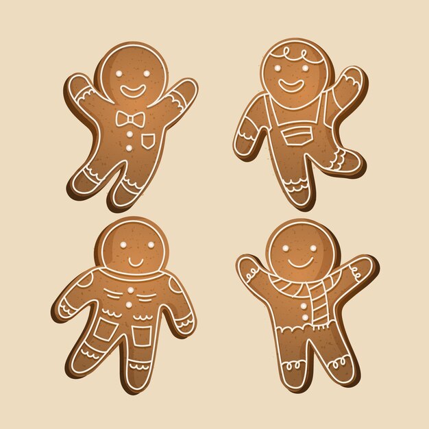 Colección de galletas de hombre de jengibre realista