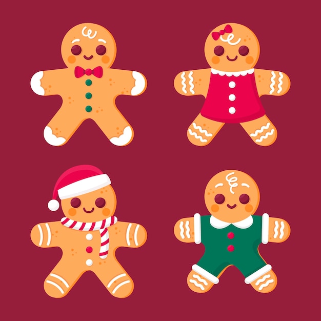 Colección galletas hombre pan de jengibre planas