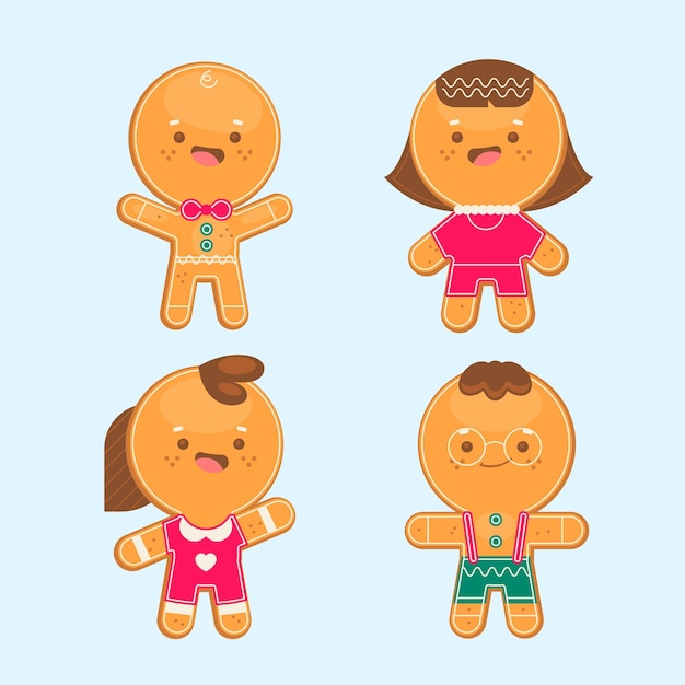Colección galletas hombre pan de jengibre planas