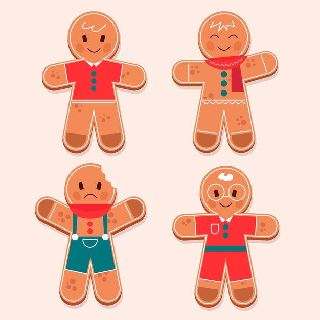 Colección galletas hombre pan de jengibre planas