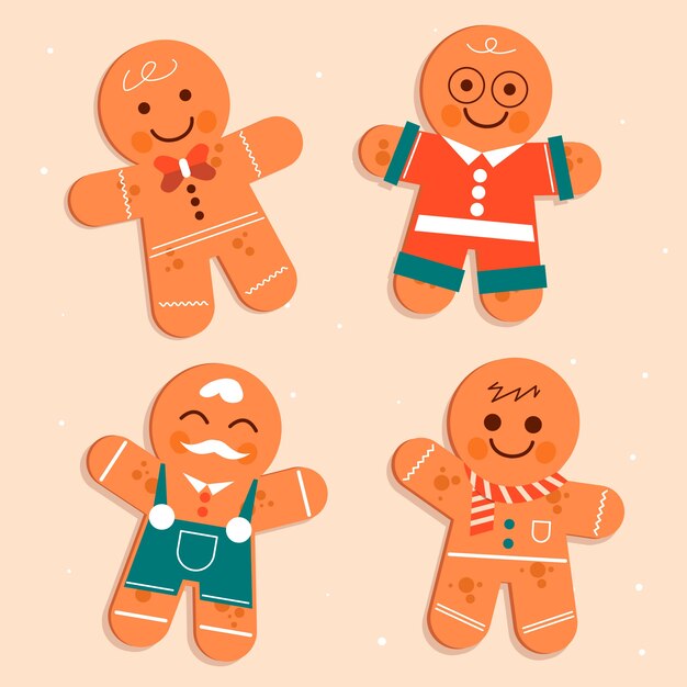 Colección galletas hombre pan de jengibre planas