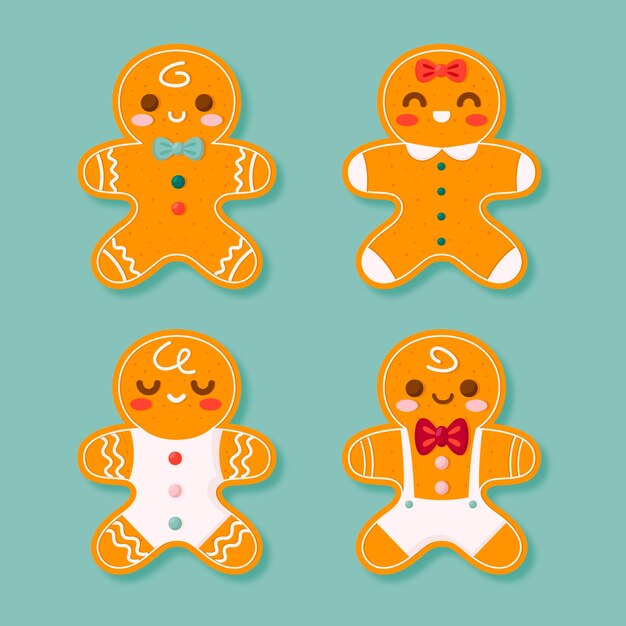 Colección galletas hombre pan de jengibre planas