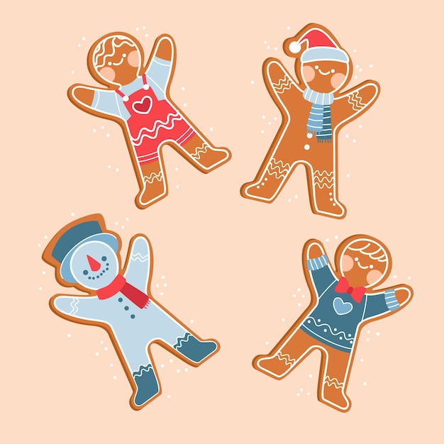 Colección galletas hombre pan de jengibre planas